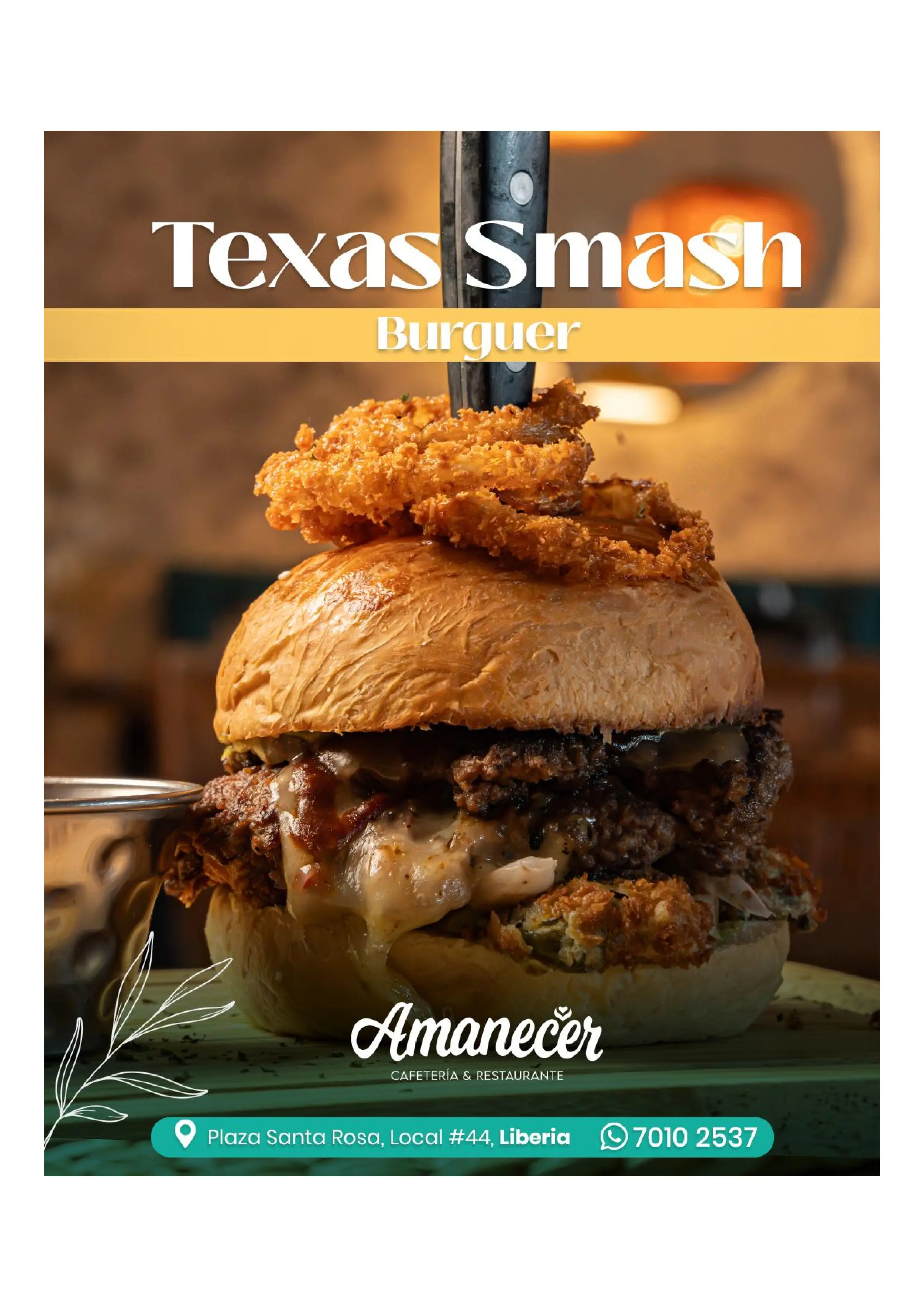 Texas Smash Burger de El Amanecer Liberia
