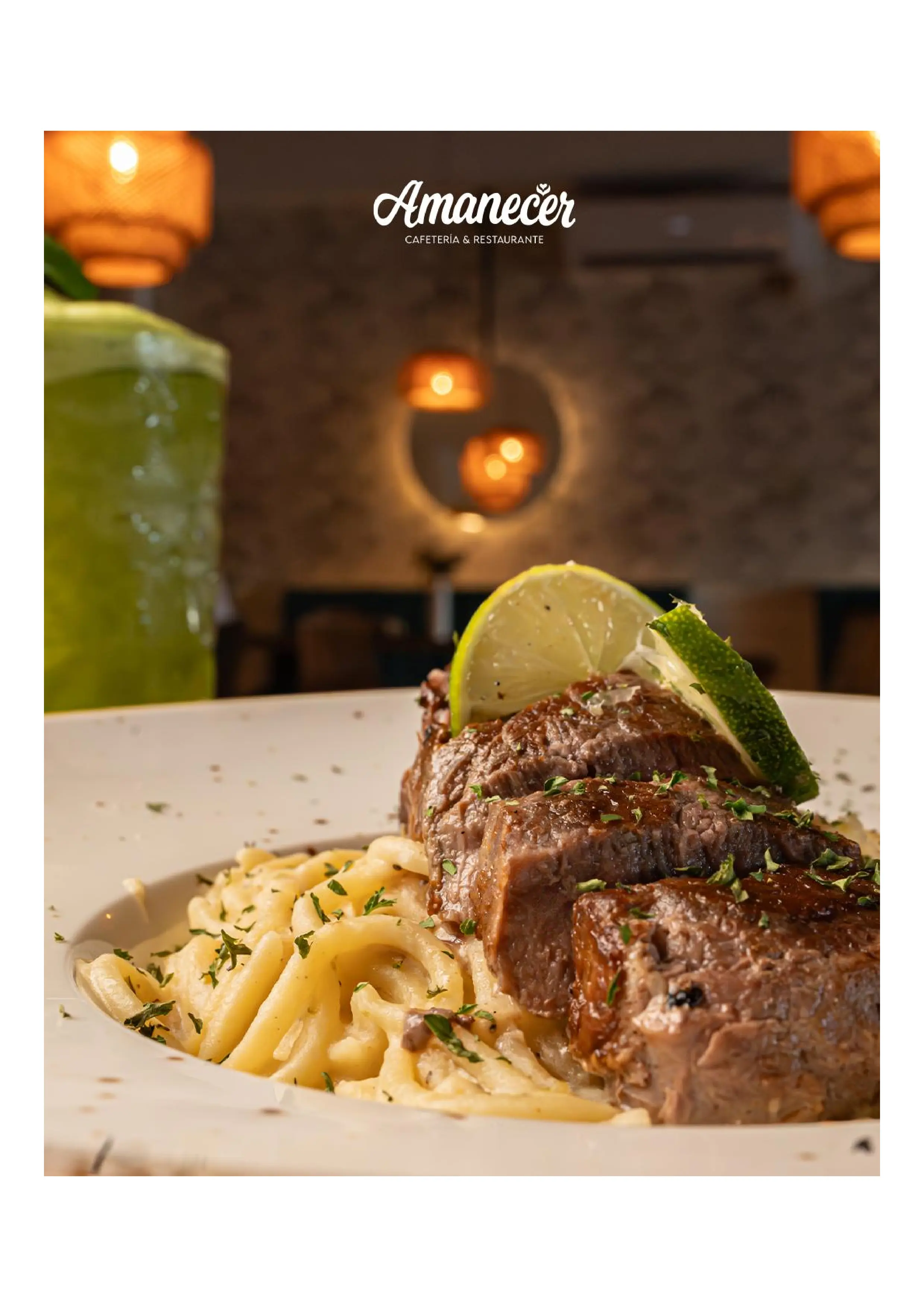 Pasta limón con lomito